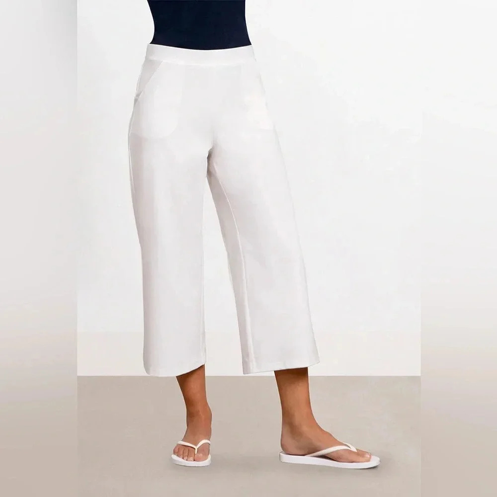 NWT Sympli white luxe nu wide leg crop sz 4